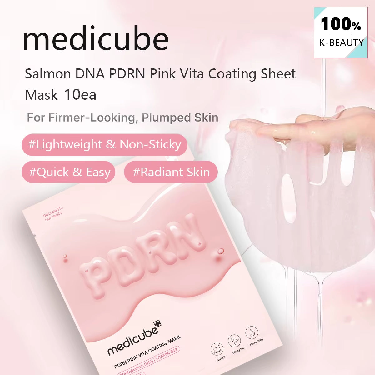 Salmon DNA PDRN Pink Vita Coating Sheet Mask 10Ea,Hydrogel Sheet Technology,Basic Hydrationk-Beauty,Korean Makeup