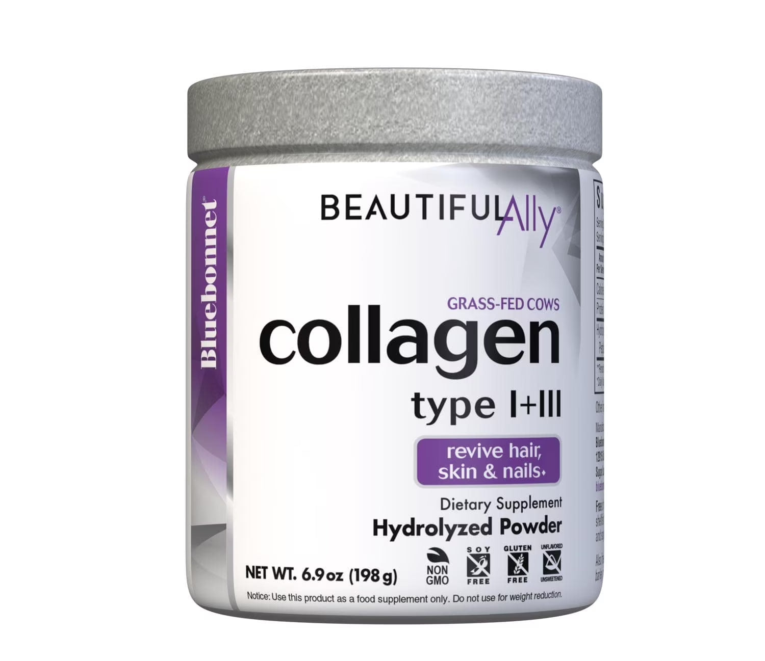 Beautiful Ally Collagen Powder Hydrolyzed Peptides 1 & 3 Unsweetened, 28 Days