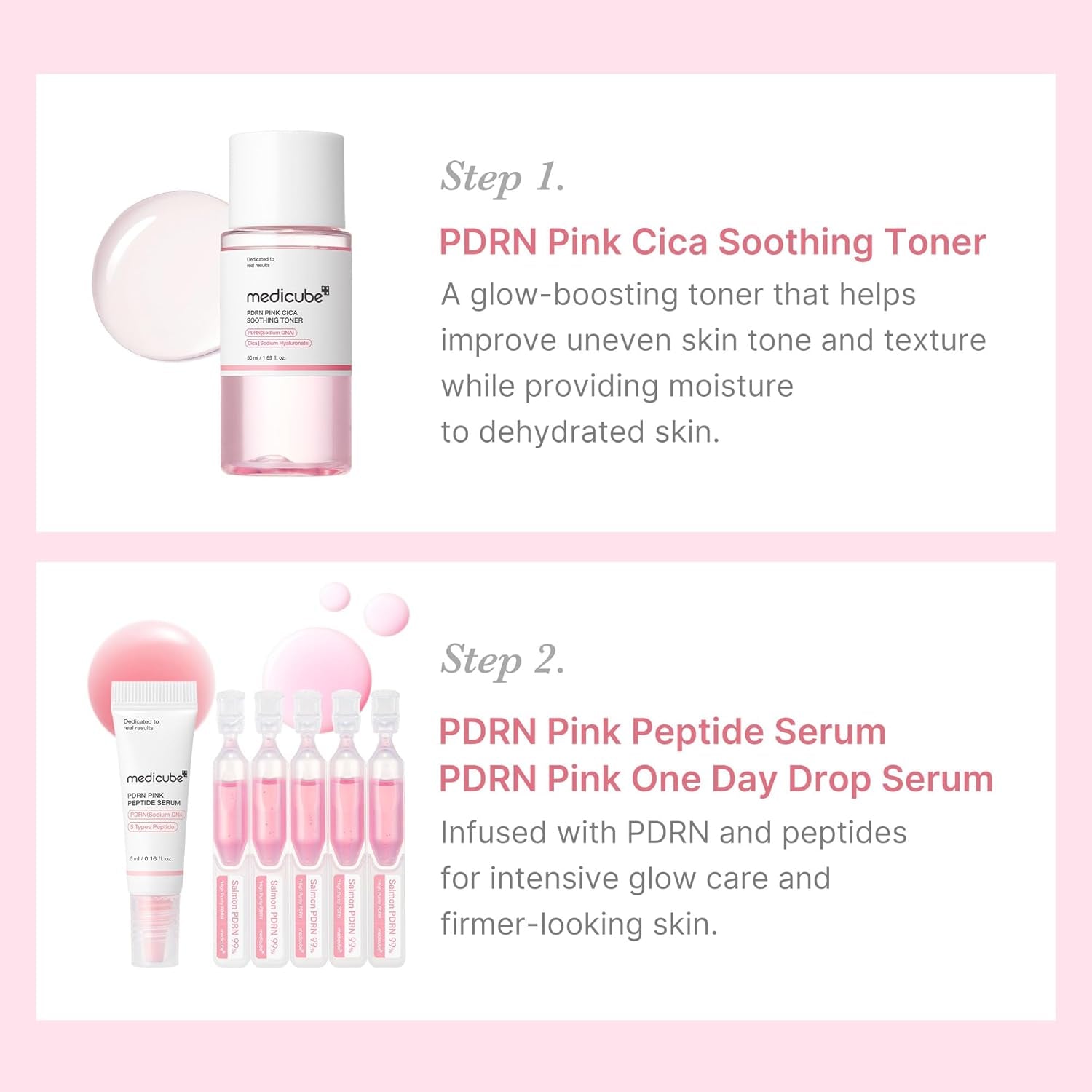 Medicube Salmon DNA PDRN Trial Kit | Glass Glow Mini Skincare Set with Toner, Se