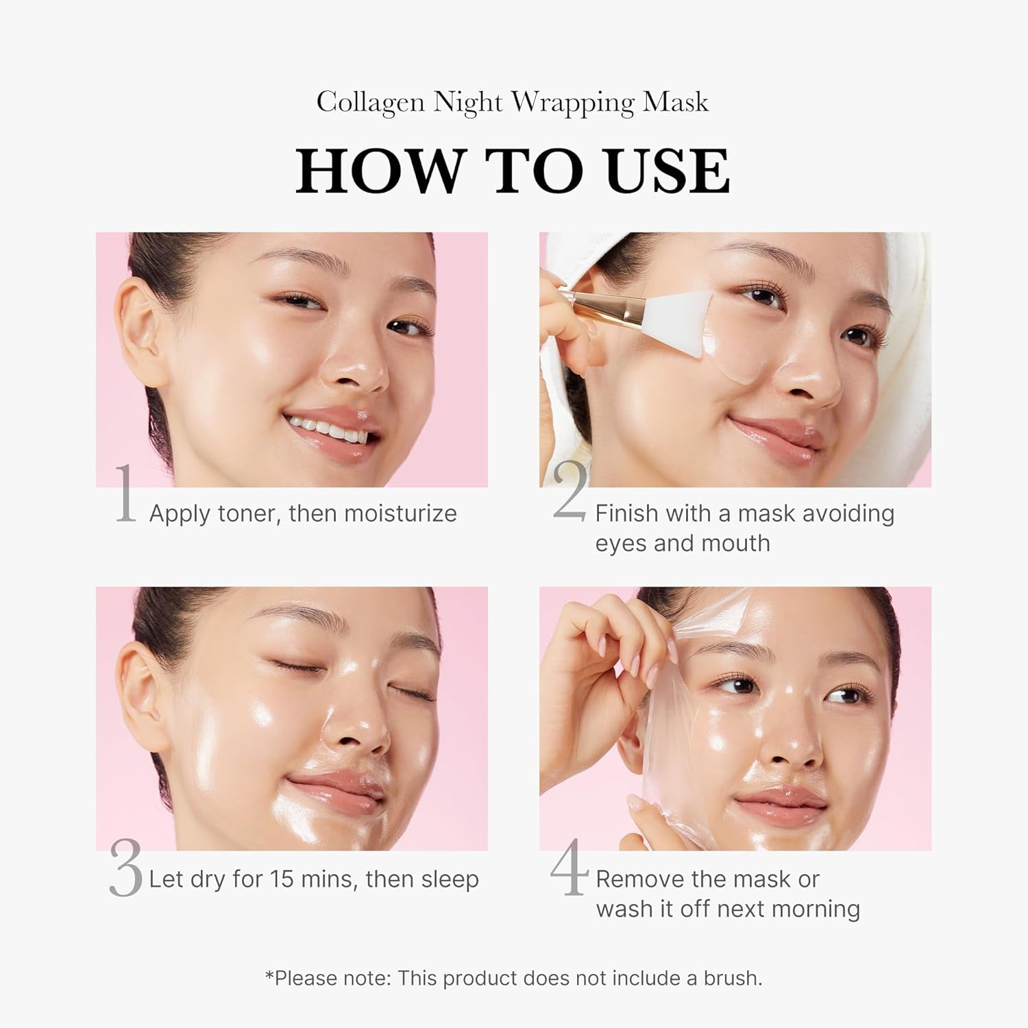 Wrapping Mask Collagen Overnight Peel off Facial Mask | Elasticity & Hydration Care, Reduces Sagging & Dullness | Hydrolyzed Collagen for Glowing Skin | Korean Skin Care, 2.53 Fl.Oz